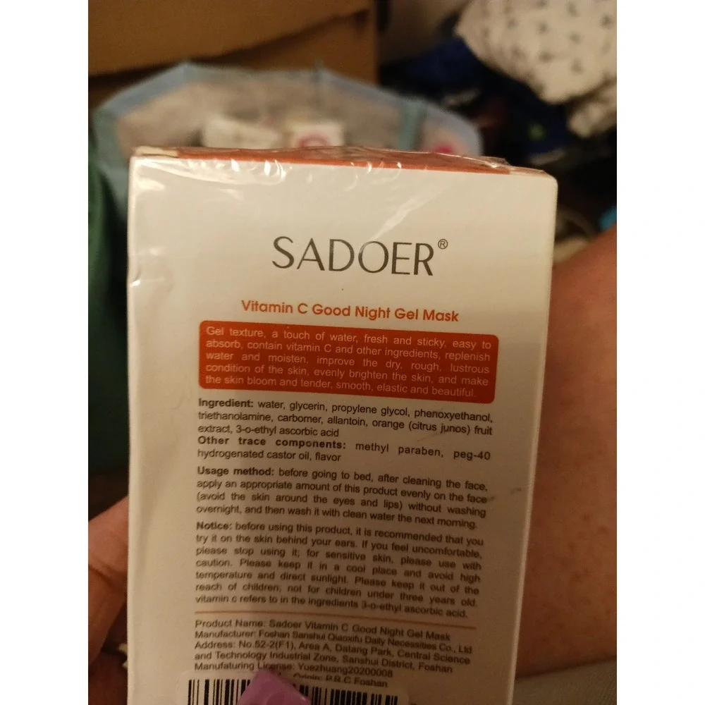 NEW Sadoer‎ Goodnight Vitamin C Gel Mask w/ Fresh Orange Essence, 20ct